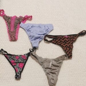 Mixed Women's Thong Panty Lot - Pink, Lilac, Brown, Gray, Black Floral
